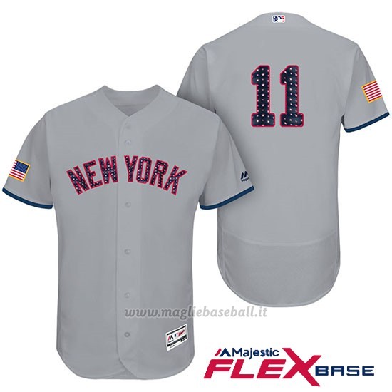 Maglia Baseball Uomo New York Yankees 2017 Estrellas y Rayas Brett Gardner Grigio Flex Base